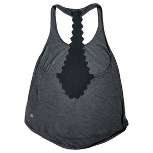 Lululemon 105 F Singlet Heathered Black Stripe Laser Cut Racer Back Tank Size 6
